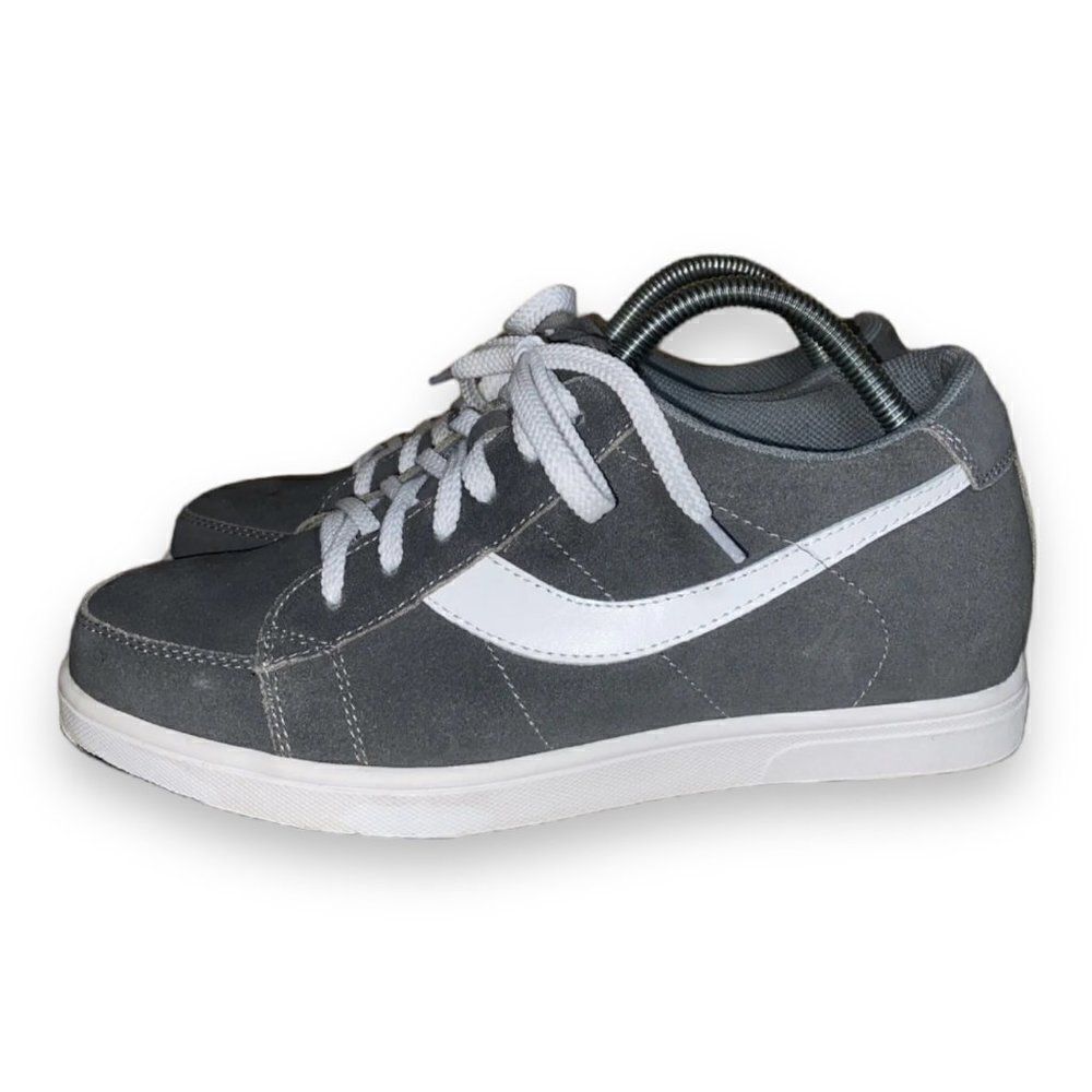 TOTO Suede Elevated 2.8‎ inch Casual Sneakers Grey / White A1911 Men's 8